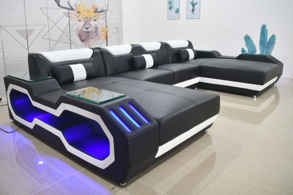 Narożnikowa kanapa Kształt U Żywy krajobraz Sofa Couch Podkładka Narożnik Materiał Sofy Skóra
