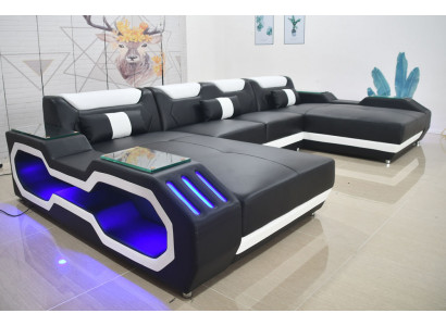 Narożnikowa kanapa Kształt U Żywy krajobraz Sofa Couch Podkładka Narożnik Materiał Sofy Skóra