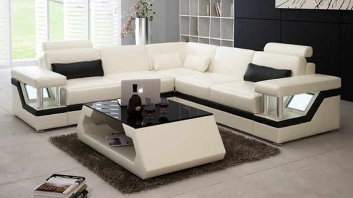 Skórzana sofa kanapa Żywy krajobraz Narożnik Ustawić Design Nowoczesna Narożnik Sofa L-kształt L6002