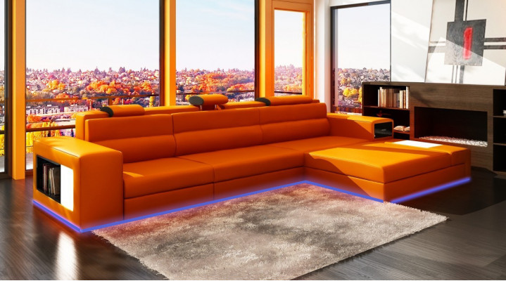 Skórzana sofa z USB Żywy krajobraz Narożnikowa kanapa Narożnik Ustaw Design Modern Sofa B2006B