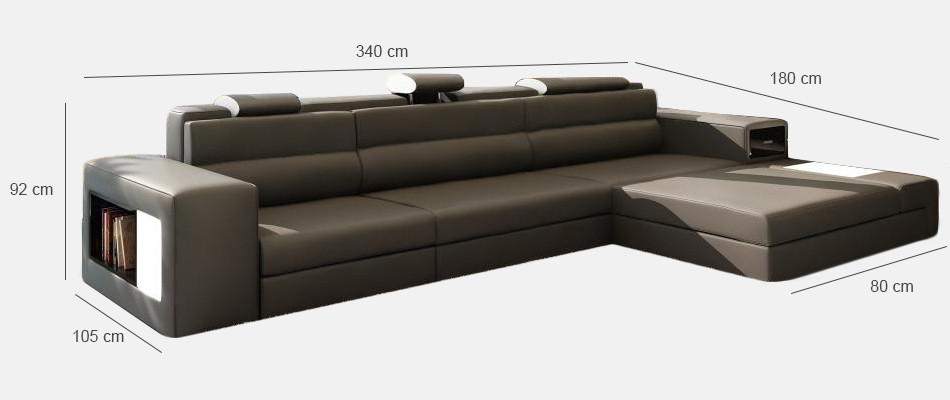 Designerska sofa sofa z USB Podkładka Narożnikowa kanapa Ustawić Żywy krajobraz Skórzana sofa kanapa