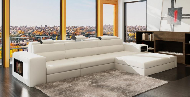 Designersofa Sofa Couch USB Podkładka Narożnikowa kanapa Ustawić Żywy krajobraz Skórzana sofa LED