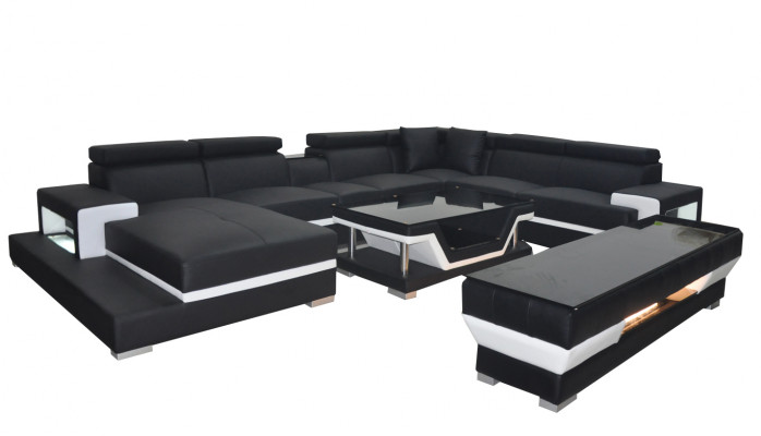 Design Skóra Podkładka Siedziba Pokój Narożnik Sofa Sofa Designer Ustawić