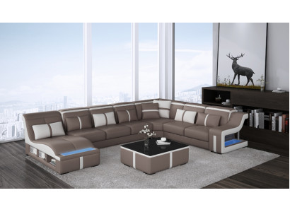 Luksusowa sofa narożna Design Żywy krajobraz Sofas Couch Zestaw narożny + Światło + USB