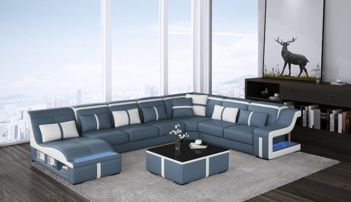 Luksusowa sofa narożna Design Żywy krajobraz Sofas Couch Zestaw narożny + Światło + USB