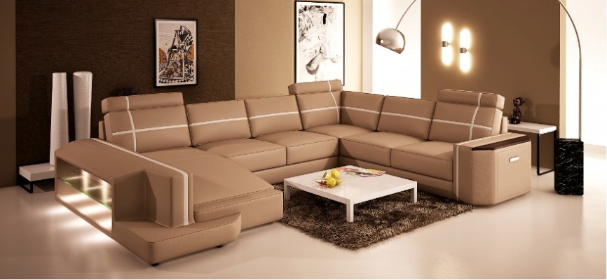 Ty nasza skórzana sofa w kształcie litery U Modern w wykwintnym, designerskim stylu