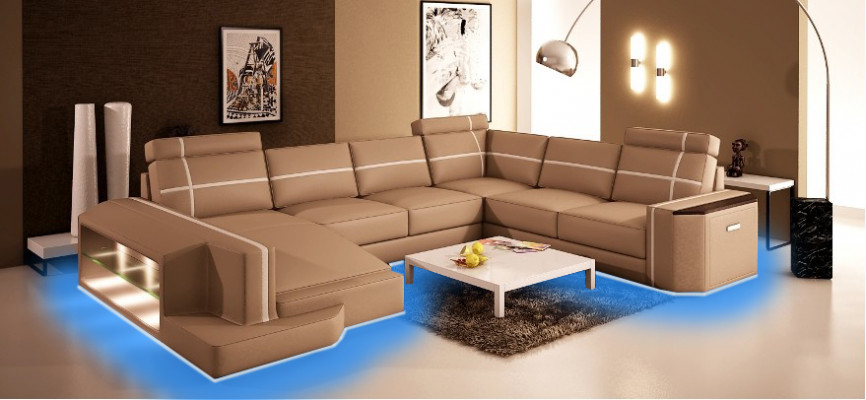 Ty nasza skórzana sofa w kształcie litery U Modern w wykwintnym, designerskim stylu