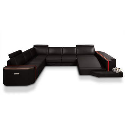 Elegancka tapicerowana sofa w kształcie litery U. Nowoczesny design do stylowych pomieszczeń mieszkalnych