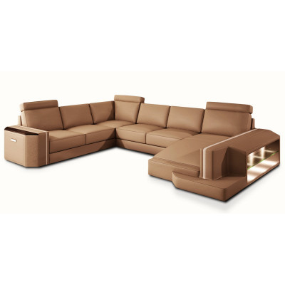 Elegancka tapicerowana sofa w kształcie litery U. Nowoczesny design do stylowych pomieszczeń mieszkalnych