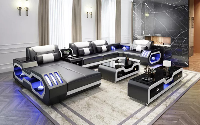 Design Zestaw narożny Narożnikowa kanapa Sofa Kanapa Sofy Kanapy Tabela 2-częściowe. Żywy krajobraz
