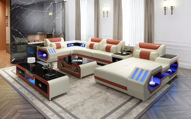 Design Zestaw narożny Narożnikowa kanapa Sofa Kanapa Sofy Kanapy Tabela 2-częściowe. Żywy krajobraz