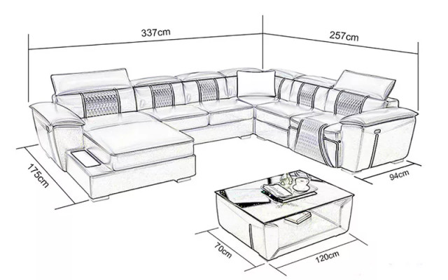 Design Kanapa Narożnikowa kanapa Zestaw narożny Sofa Sofy Kanapy Tabela 2-częściowe. Żywy krajobraz