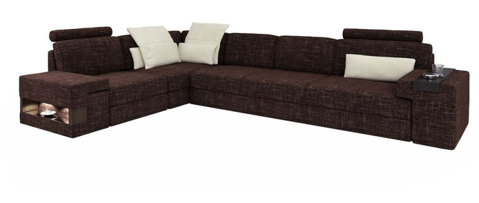 Salon Brązowe Meble Włókiennicze Sofy Narożnikowa kanapa L Shape Couch Meble tapicerowane Sofa rozkładana