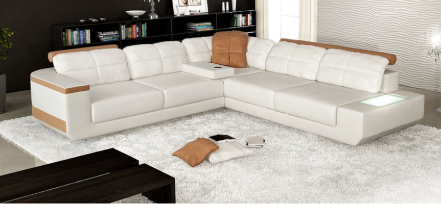 Design Nowoczesna Sofa L-Shape XXL Kanapa Narożnikowa kanapa Skóra Żywy krajobraz