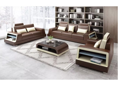 Design Sofa Zestaw sofowy 321 miejsce do siedzenia stolik kawowy Obcios Skóra Zestaw Grupa 4-częściowy