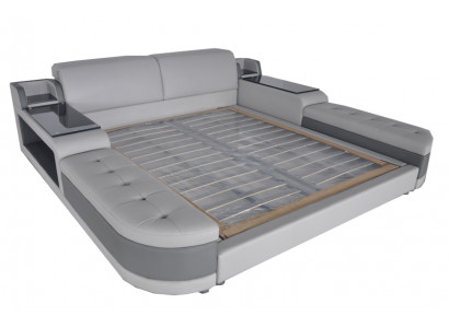 Design de Luxe Łóżko + USB tapicerka Hotel Modern bed Skóra 140/160/180/200