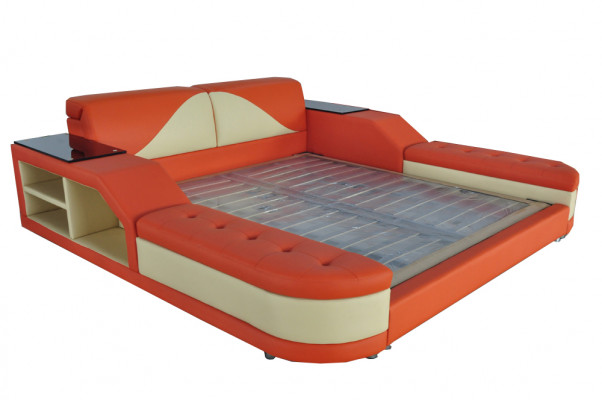 Design de Luxe Łóżko + USB tapicerka Hotel Modern bed Skóra 140/160/180/200