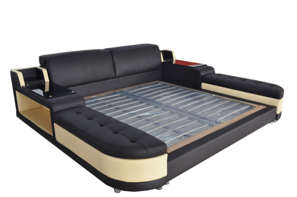 Design de Luxe Łóżko + USB tapicerka Hotel Modern bed Skóra 140/160/180/200