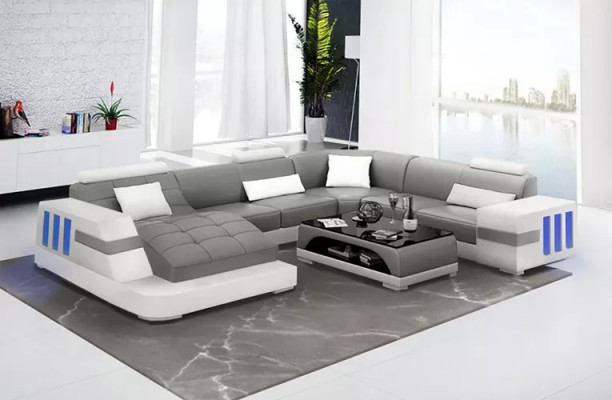 Designerska Sofa Narożnikowa kanapa Sofa skórzana Sofy UForm Podkładka Couch Żywy krajobraz Skóra