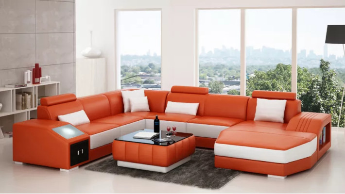 Sofa skórzana Sofa designerska Narożnikowa kanapa UForm Sofa nowoczesna Skórzana sofa Narożnikowa kanapa Podkładka
