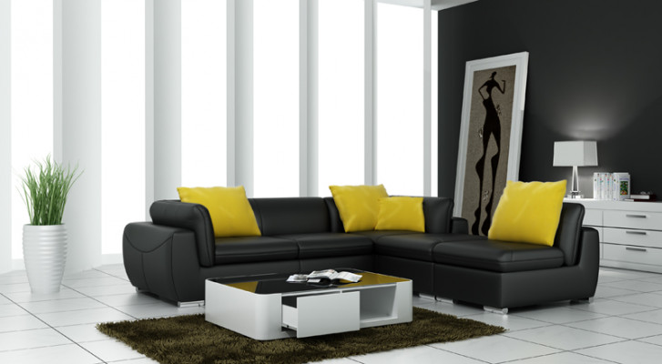 Sofa skórzana kanapa Żywy krajobraz Narożnik kanapa Narożnik Ustawić Design Nowoczesna Sofa F3014 Nowość