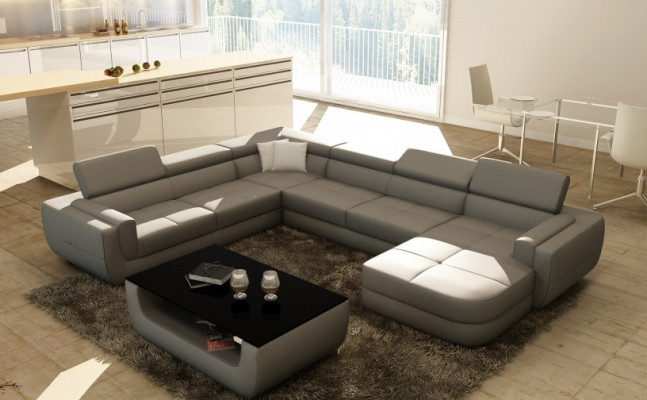 Zestaw kanapowy Nowoczesna sofa Część wypoczynkowa Skóra Kanapa Podkładka Narożnik Żywy krajobraz USB