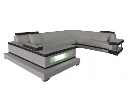 Narożnikowa kanapa Design Podkładka Skóra narożnik Zestaw narożny Sofa Żywy krajobraz z USB