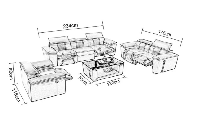 Zestaw sofowy 321 miejsce do siedzenia Zestaw Design Sofa Kanapy Podkładka Kanapa Modern Tabela Nowość