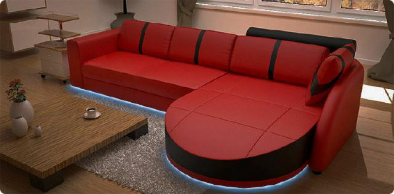 SKÓRZANA SOFA z USB Narożnikowa kanapa z funkcją łóżka DESIGNER SOFA SOFA ROZKŁADANA NOWOŚĆ MINI COLO