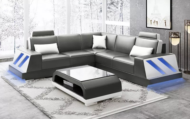 Narożnikowa kanapa Podświetlana Kanapa Led Podkładka Zestaw narożny Sofa Obcios stolik kawowy