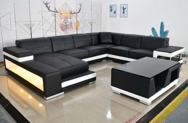 Luksusowa sofa do salonu Narożnikowa kanapa Podkładka Narożnik Eofas Couchen Led Ledercouch Ustawić