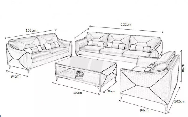 Zestaw sofowy 321 miejsce do siedzenia Zestaw Design Sofa Kanapy Kanapa Luksusowa Nowa konstrukcja Podkładki