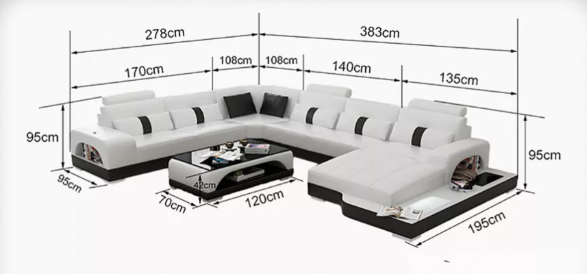 Narożnikowa kanapa Podkładka Narożnikowa kanapa Kształt U Sofa nowoczesna Sofa skórzana Sofa designerska