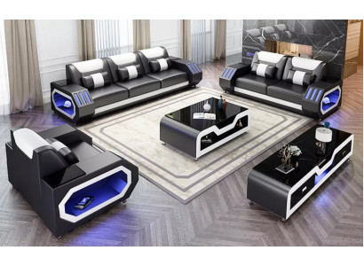 Zestaw sofowy 321 miejsce do siedzenia Nowoczesna sofa Skórzana sofa Designerska sofa Żywy krajobraz New
