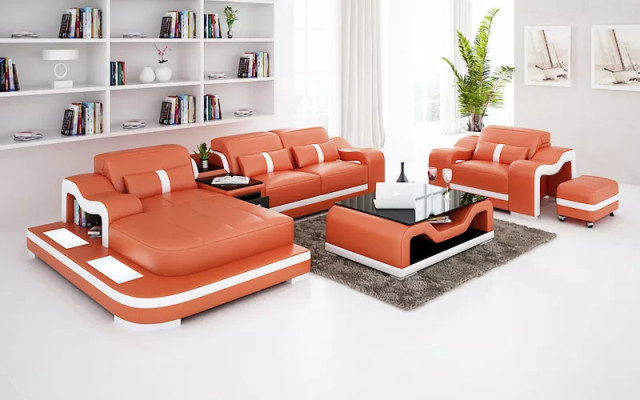 Designerska sofa Narożnikowa kanapa w kształcie litery L Poduszka na siedzisko Fotel Podkładka Żywy krajobraz skórzana sofa