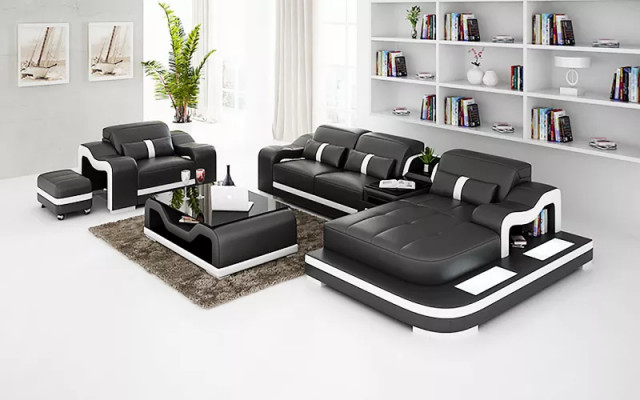 Designerska sofa Narożnikowa kanapa w kształcie litery L Poduszka na siedzisko Fotel Podkładka Żywy krajobraz skórzana sofa