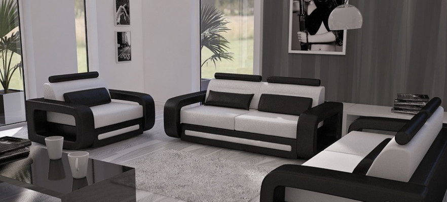 Zestaw sofowy Sofa Kanapa Podkładka Skóra Kanapy Sofy 3+2+1 Davos Zestaw Ustawić Nowy