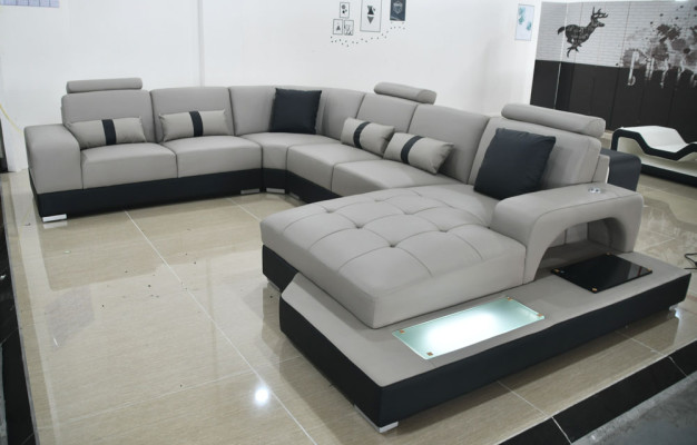 Sofa do salonu Siedziba Podkładka skórzana sofa Ustawić narożnik Sofa Obcios Skóra