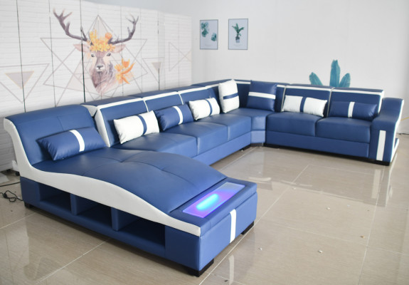 Sofa Kształt U Sofa skórzana Kanapa Ustawić Żywy krajobraz Design Nowoczesna Sofa Narożnikowa kanapa