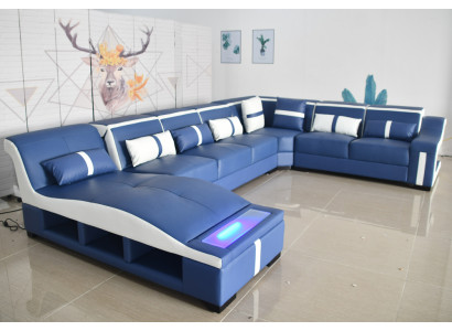 Sofa Kształt U Sofa skórzana Kanapa Ustawić Żywy krajobraz Design Nowoczesna Sofa Narożnikowa kanapa