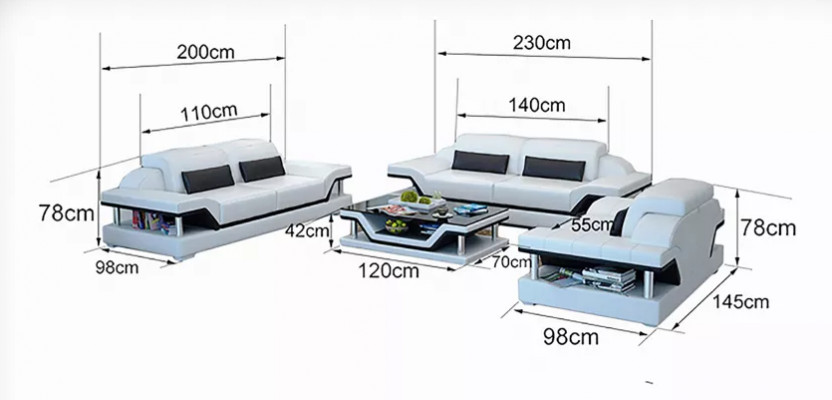 Żywy krajobraz Zestaw sofowy 221 miejsce do siedzenia stolik kawowy Skórzana Sofa Nowoczesna Sofa Couch