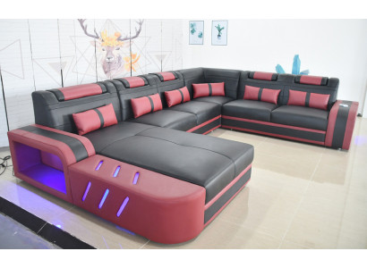 Skóra Narożnikowa kanapa Sofa w kształcie litery U Nowoczesna sofa Soft Narożnikowa kanapa Projekt strefy dziennej