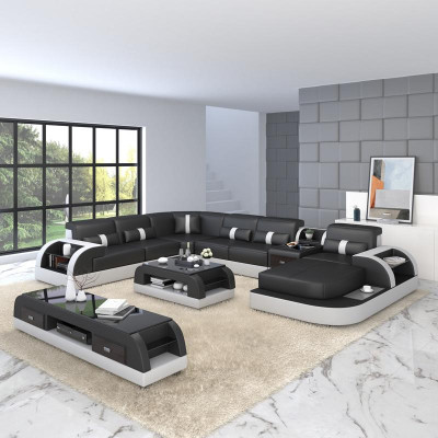Luksusowa Sofa Żywy krajobraz Podkładka U Form Zestaw narożny Narożnikowa kanapa Couch XXL Big + USB