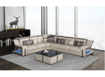 XXL Narożnikowa kanapa Sofa Narożnik Materiał Sofa do salonu Sofa Kanapa Tabela Podkładka Siedziba Skóra