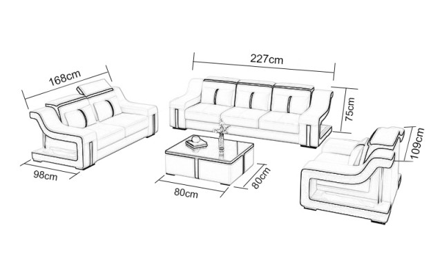 Sofa USB Kanapa Podkładka 3+2+1 Ustawić Skóra Sofy Zestaw Kanap Kombinacja Nowość