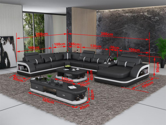 Zestaw sofowy + USB Luksusowa Designerska Kanapa Podkładka 3+2+1 Skóra Sofa Siedziba Beżowa NOWOŚĆ