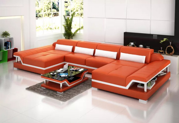 Designerska sofa skórzana zestaw kanapy narożnik kanapa Podkładka sofy skórzana kanapa salon