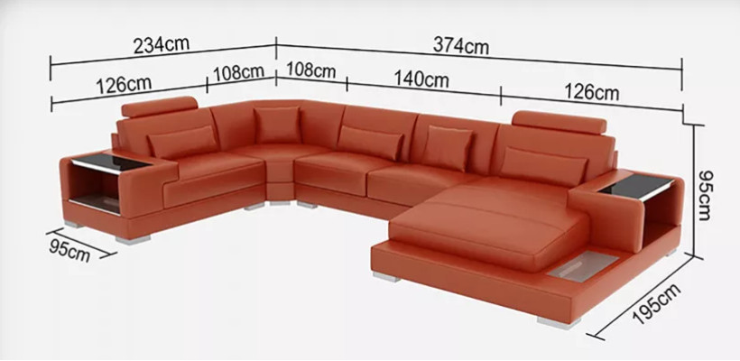 Narożnikowa kanapa Żywy krajobraz kanapa narożna stolik kawowy sofa Kształt U skórzana sofa kanapa 2-częściowa. Nowy