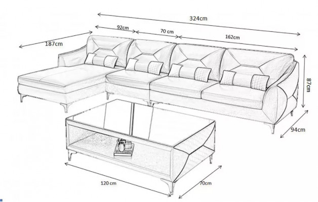 Sofa skórzana Sofa designerska Narożnikowa kanapa w kształcie litery L Sofa nowoczesna Skórzana sofa Narożnikowa kanapa Podkładka