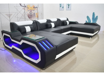 Nowoczesna Sofa Miękka Narożnikowa kanapa Salonowa Skórzana Sofa Narożna Sofa W Kształcie U